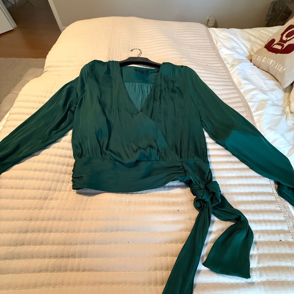 Elegant Green Wrap Top